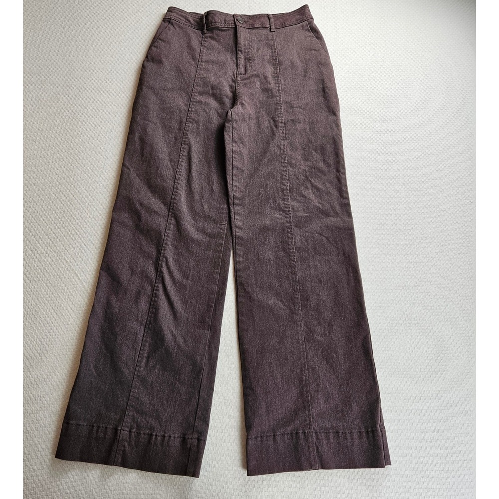 Bagatelle Brown Wide Leg High Rise Seam Front Pants Women 8 Office Pockets Retro